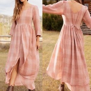 Christy Dawn Amelia Dress Pink Salmon Checker Plaid Size Small S